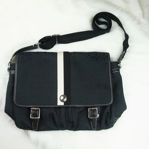 Coach Black Signature Voyager Messenger Bag